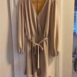 Elegant Cream Wrap Dress